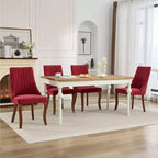 Okak Lot de 2 chaises de salle à manger en lin floqué, chaises de cuisine modernes avec revêtement en tissu confortable, chaises d'appoint avec pieds incurvés en bois massif