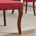 Okak Lot de 2 chaises de salle à manger en lin floqué, chaises de cuisine modernes avec revêtement en tissu confortable, chaises d'appoint avec pieds incurvés en bois massif