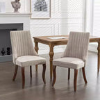 Okak Lot de 2 chaises de salle à manger en lin floqué, chaises de cuisine modernes avec revêtement en tissu confortable, chaises d'appoint avec pieds incurvés en bois massif