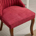 Okak Lot de 2 chaises de salle à manger en lin floqué, chaises de cuisine modernes avec revêtement en tissu confortable, chaises d'appoint avec pieds incurvés en bois massif
