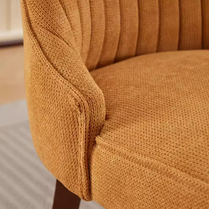 Okak Lot de 2 chaises de salle à manger en lin floqué, chaises de cuisine modernes avec revêtement en tissu confortable, chaises d'appoint avec pieds incurvés en bois massif