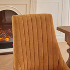 Okak Lot de 2 chaises de salle à manger en lin floqué, chaises de cuisine modernes avec revêtement en tissu confortable, chaises d'appoint avec pieds incurvés en bois massif
