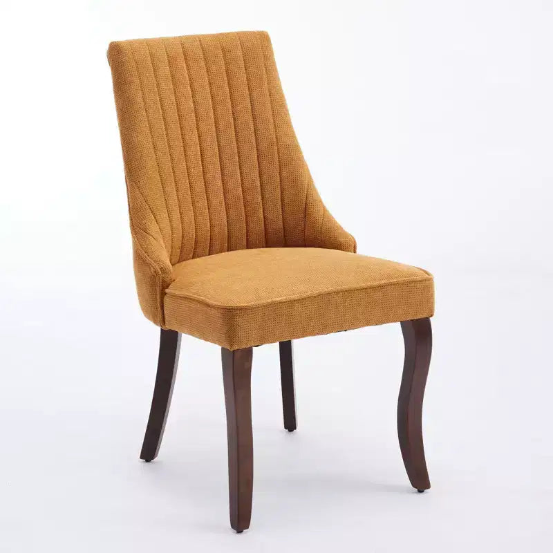 Okak Lot de 2 chaises de salle à manger en lin floqué, chaises de cuisine modernes avec revêtement en tissu confortable, chaises d'appoint avec pieds incurvés en bois massif