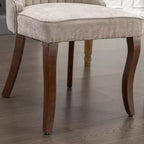 Okak Lot de 2 chaises de salle à manger en lin floqué, chaises de cuisine modernes avec revêtement en tissu confortable, chaises d'appoint avec pieds incurvés en bois massif