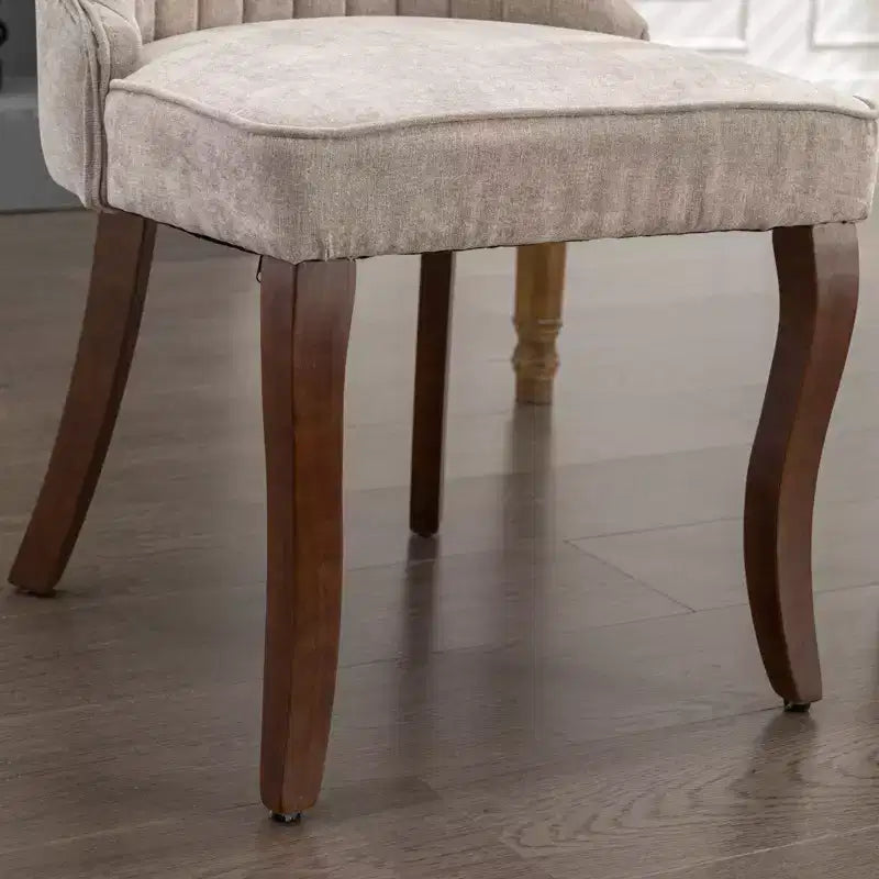 Okak Lot de 2 chaises de salle à manger en lin floqué, chaises de cuisine modernes avec revêtement en tissu confortable, chaises d'appoint avec pieds incurvés en bois massif