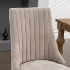 Okak Lot de 2 chaises de salle à manger en lin floqué, chaises de cuisine modernes avec revêtement en tissu confortable, chaises d'appoint avec pieds incurvés en bois massif