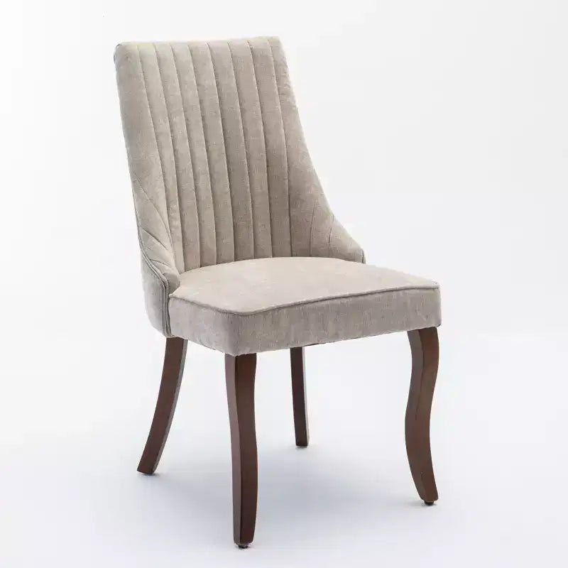 Okak Lot de 2 chaises de salle à manger en lin floqué, chaises de cuisine modernes avec revêtement en tissu confortable, chaises d'appoint avec pieds incurvés en bois massif