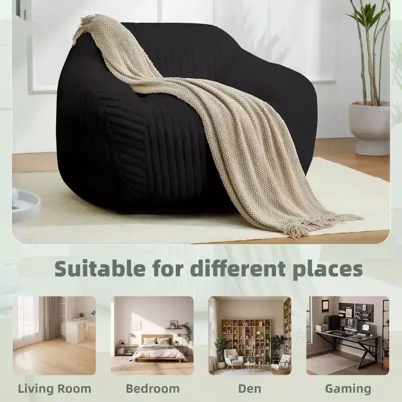 Canapé poire simple en fausse fourrure de lapin surdimensionnée LIKEPAY avec accoudoirs pour salon, chambre, salle de jeux