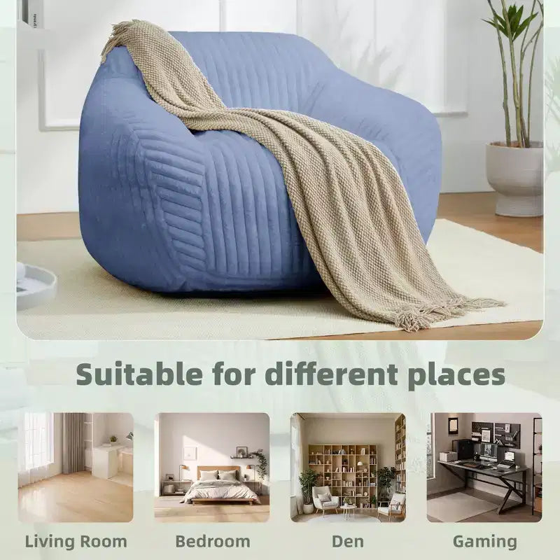 Canapé poire simple en fausse fourrure de lapin surdimensionnée LIKEPAY avec accoudoirs pour salon, chambre, salle de jeux