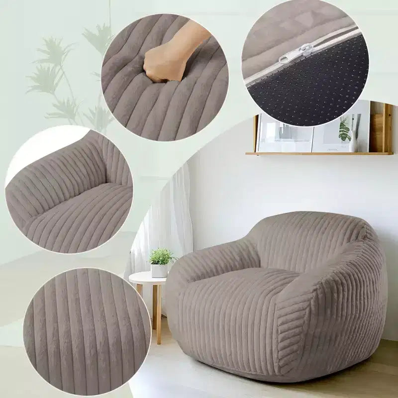 Canapé poire simple en fausse fourrure de lapin surdimensionnée LIKEPAY avec accoudoirs pour salon, chambre, salle de jeux