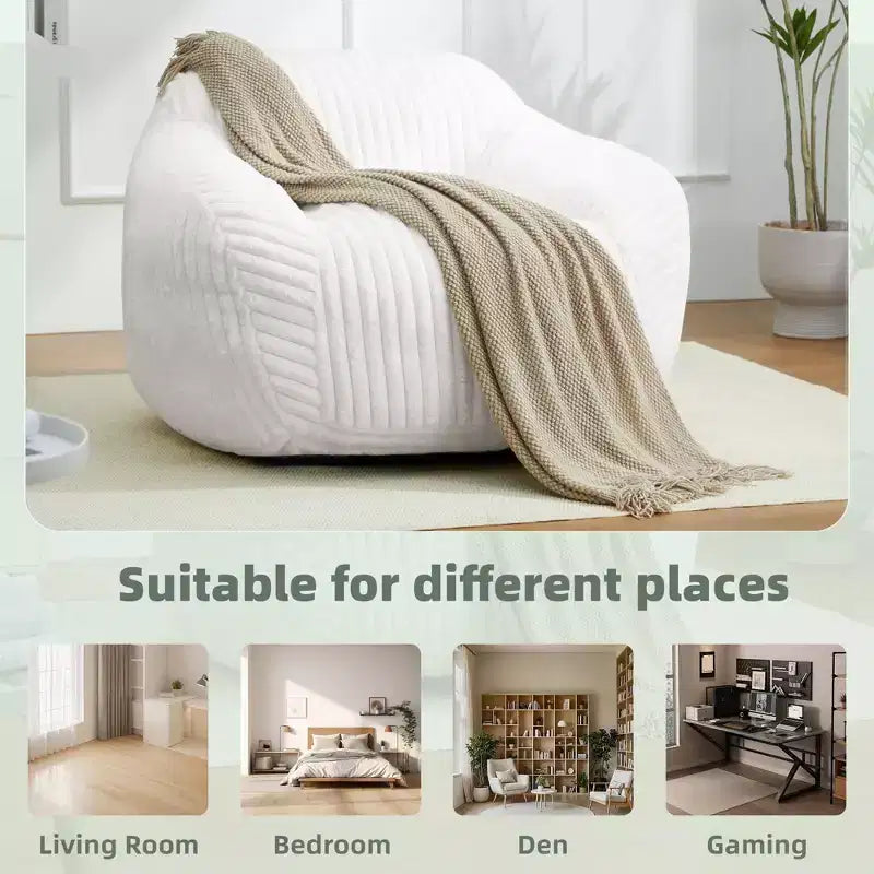 Canapé poire simple en fausse fourrure de lapin surdimensionnée LIKEPAY avec accoudoirs pour salon, chambre, salle de jeux