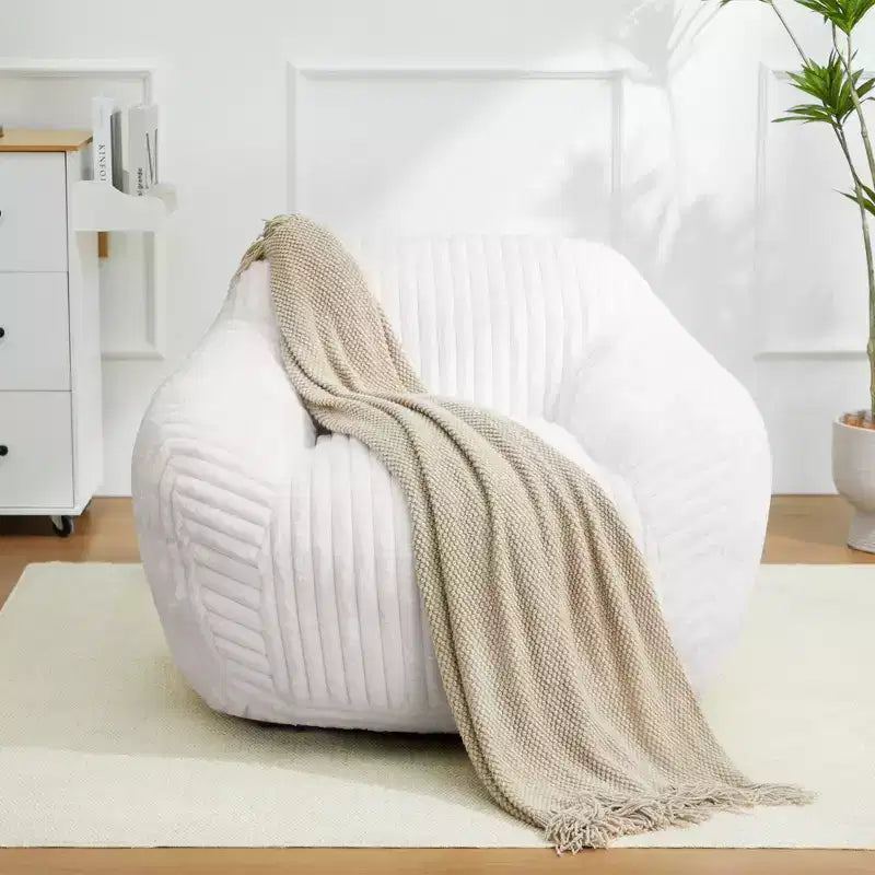 Canapé poire simple en fausse fourrure de lapin surdimensionnée LIKEPAY avec accoudoirs pour salon, chambre, salle de jeux