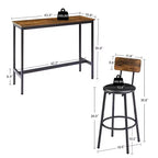 Ensemble de table de bar rustique 3 pièces GDFStudio Briar avec tabourets de bar rembourrés en similicuir