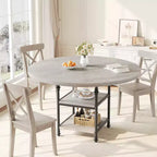 Round Dining Table for 4-6, Wooden Round Kitchen Table,3-Layer Modern Dinner Table with Storage Shelves, for Dining Room, Living Room(Table Only)