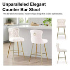 MAYEERTY Tabourets de bar en velours beige, lot de 2, avec dossier capitonné et pieds en métal pour îlot de cuisine et bar
