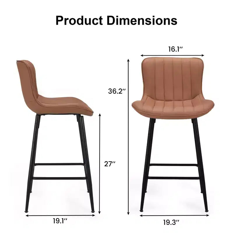 MAYEERTY Lot de 2 tabourets de bar en similicuir marron, design moderne pour îlots de cuisine et salles à manger