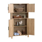 GDFStudio Malphite Meuble de rangement de style Mid-Century Modern 60 cm avec portes en rotin tissé et étagères réglables