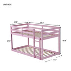 MATEERTY Lit superposé en bois massif, jumeau, avec échelle, plateformes supérieure et inférieure fabriquées avec des lattes renforcées, rose