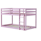 MATEERTY Lit superposé en bois massif, jumeau, avec échelle, plateformes supérieure et inférieure fabriquées avec des lattes renforcées, rose