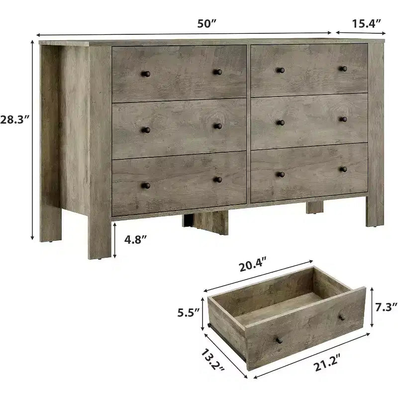 Commode 6 tiroirs Acekool – Meuble de rangement moderne avec tiroirs profonds