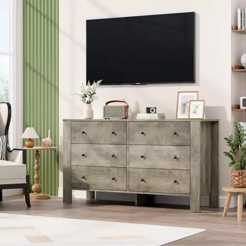 Commode 6 tiroirs Acekool – Meuble de rangement moderne avec tiroirs profonds