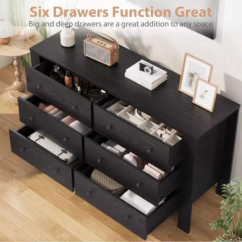 Commode 6 tiroirs Acekool – Meuble de rangement moderne avec tiroirs profonds