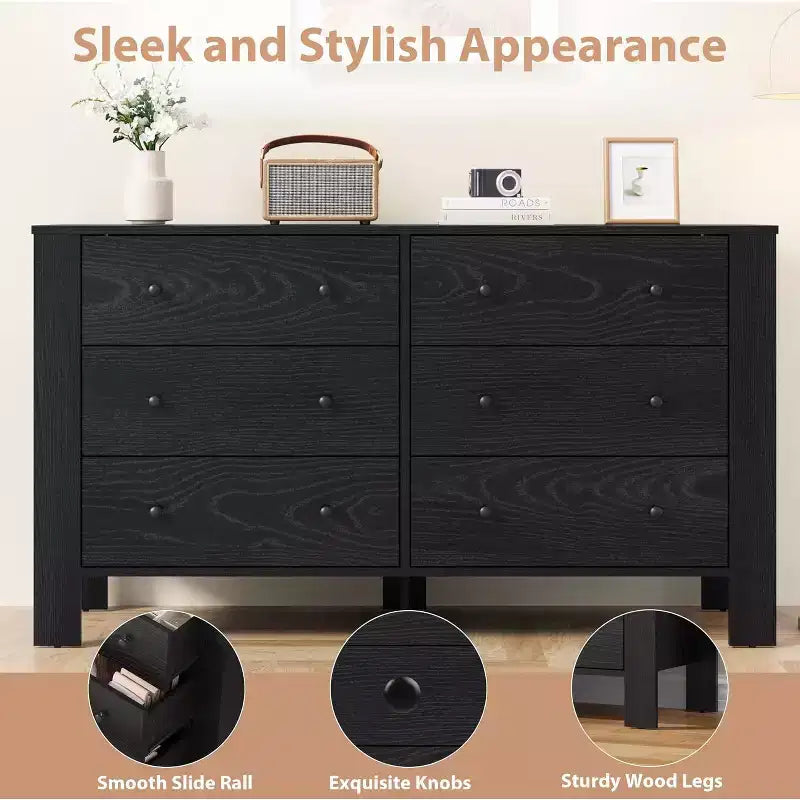 Commode 6 tiroirs Acekool – Meuble de rangement moderne avec tiroirs profonds