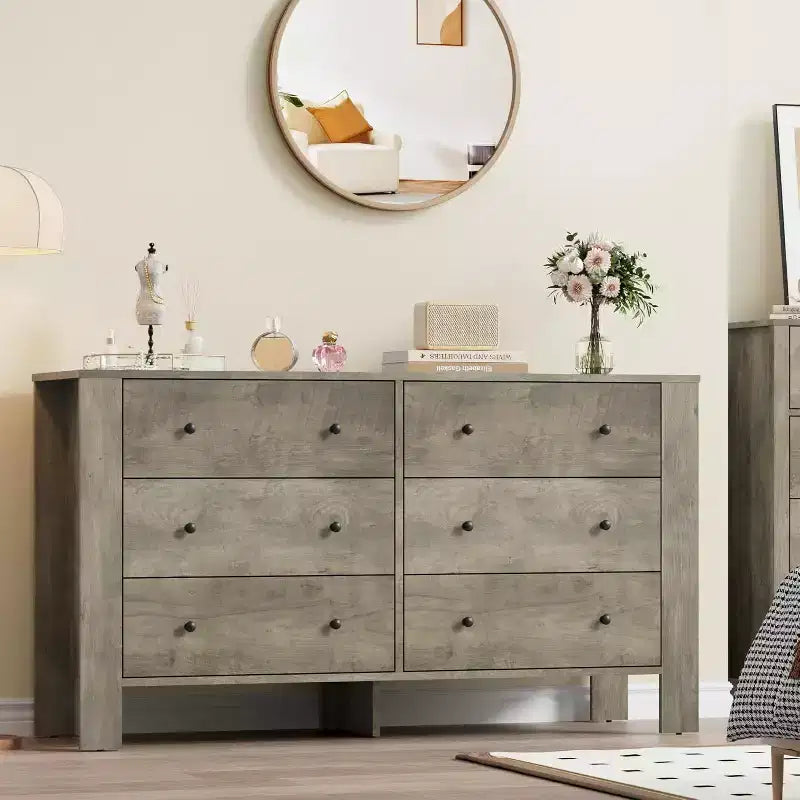 Commode 6 tiroirs Acekool – Meuble de rangement moderne avec tiroirs profonds