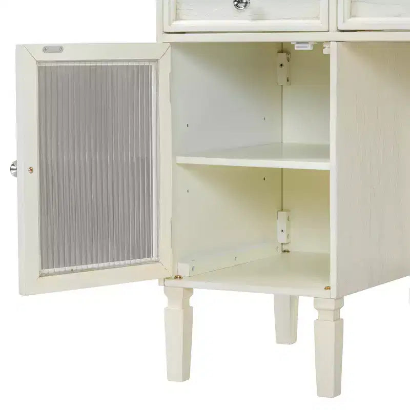 Table de maquillage ModernLuxe avec miroir rabattable, tabouret, tiroir et meuble de rangement, Coiffeuse blanche, Bureau d'ordinateur multifonctionnel