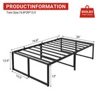 Cadre de lit plateforme en métal, lit double robuste avec lattes de support solides, sommier tapissier non requis, rangement sous le lit