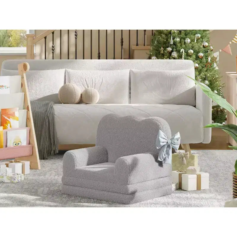 Canapé pour enfants, fauteuil-canapé pour tout-petits 2-en-1 convertible en tissu polaire Teddy, chaise longue pliable douce pour enfants, canapé-lit confortable