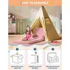 Canapé pour enfants, fauteuil-canapé pour tout-petits 2-en-1 convertible en tissu polaire Teddy, chaise longue pliable douce pour enfants, canapé-lit confortable