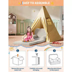 Canapé pour enfants, fauteuil-canapé pour tout-petits 2-en-1 convertible en tissu polaire Teddy, chaise longue pliable douce pour enfants, canapé-lit confortable