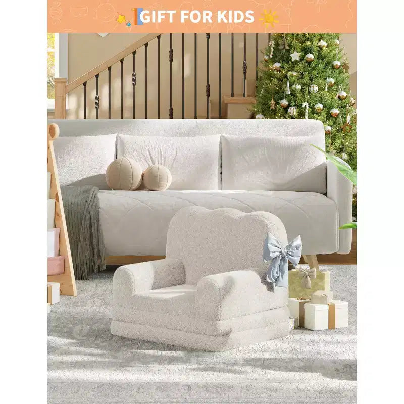 Canapé pour enfants, fauteuil-canapé pour tout-petits 2-en-1 convertible en tissu polaire Teddy, chaise longue pliable douce pour enfants, canapé-lit confortable