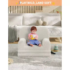 Canapé pour enfants, fauteuil-canapé pour tout-petits 2-en-1 convertible en tissu polaire Teddy, chaise longue pliable douce pour enfants, canapé-lit confortable