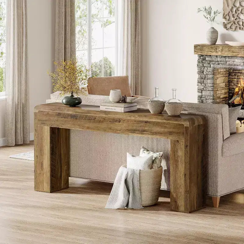 Table console extra longue de 70,9 pouces, table de canapé en bois derrière le canapé, console d'entrée de style ferme pour le salon, le couloir, le foyer