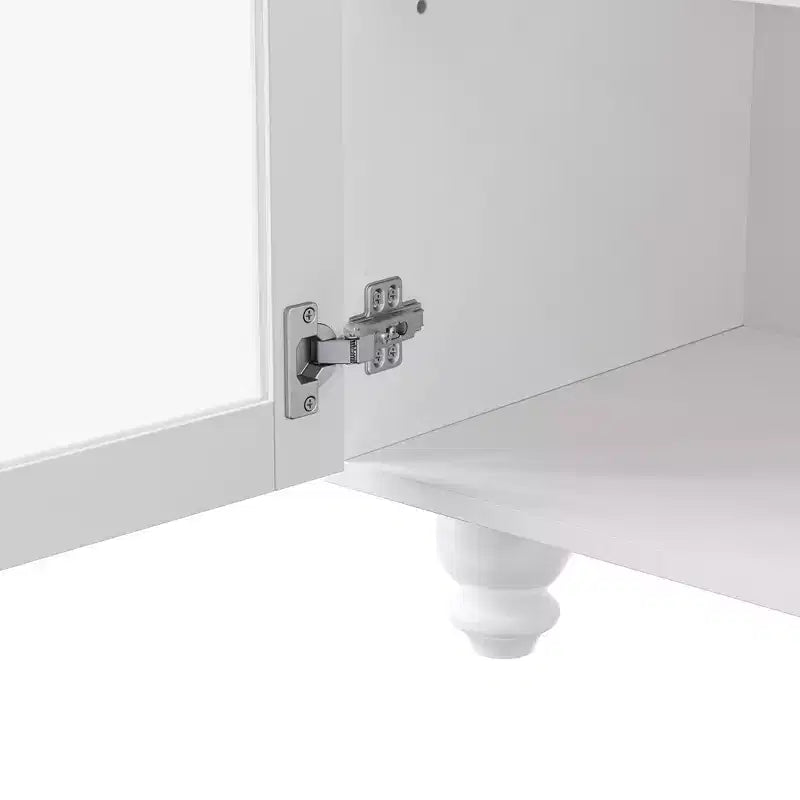 MAYEERTY Meuble TV moderne pour téléviseurs de 100 pouces - Porte en verre cannelé, lumières LED, porte coulissante, 2 tiroirs, blanc
