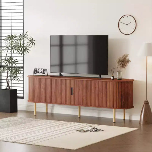 Meuble TV 70.1, console TV moderne avec compartiment de rangement et porte coulissante, meuble de divertissement pour jeux vidéo avec placard pour salon, chambre à coucher