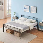 Cadre de Lit Moderne en Métal 1 Pièce - Rangement sous le Lit de 34,8 cm, Tête et Pied de Lit avec Lattes Métalliques, Aucun Sommier Tapissier Requis