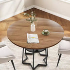 Table à manger ronde, table de cuisine circulaire de 38,2 po avec rangement, étagère de rangement ronde en maille de 17,7 po de largeur, base métallique hexagonale robuste (4 pièces de plateau)