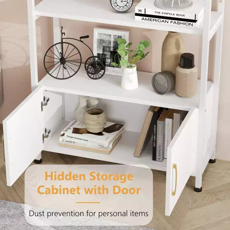 GustoWave Bibliothèque avec porte, étagère de rangement de 181,6 cm de haut, étagère de présentation moderne à 4 niveaux pour chambre à coucher et salon