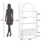 GustoWave Bibliothèque avec porte, étagère de rangement de 181,6 cm de haut, étagère de présentation moderne à 4 niveaux pour chambre à coucher et salon