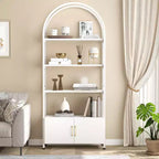 GustoWave Bibliothèque avec porte, étagère de rangement de 181,6 cm de haut, étagère de présentation moderne à 4 niveaux pour chambre à coucher et salon