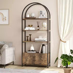 GustoWave Bibliothèque avec porte, étagère de rangement de 181,6 cm de haut, étagère de présentation moderne à 4 niveaux pour chambre à coucher et salon