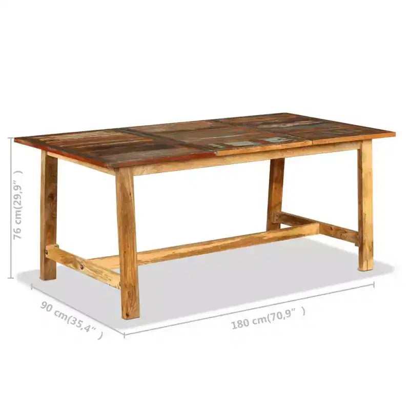 vidaXL Table à manger en bois de récupération multicolore grande style industriel