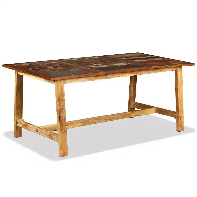 vidaXL Table à manger en bois de récupération multicolore grande style industriel
