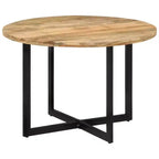 vidaXL Mango Wood Dining Table with Powder-Coated Iron Frame - Retro Style Versatile Dinner Table, 43.3 Diameter