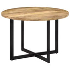 vidaXL Table de salle à manger en bois de manguier avec piètement en fer thermolaqué - Table polyvalente style rétro, diamètre 110 cm