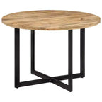 vidaXL Table de salle à manger en bois de manguier avec piètement en fer thermolaqué - Table polyvalente style rétro, diamètre 110 cm