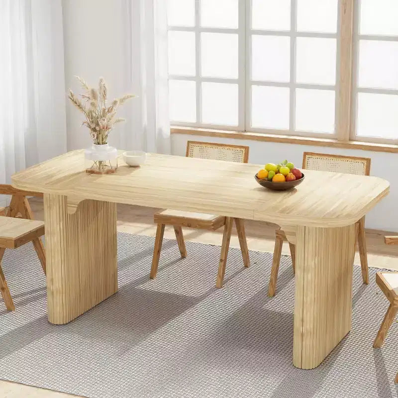 Table de salle à manger minimaliste robuste MAYEERTY, table en bois composite au fini naturel avec patins de protection et assemblage facile